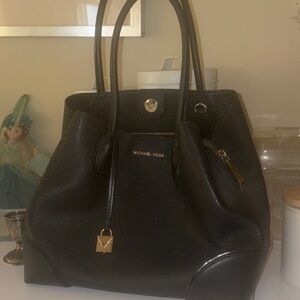 Michael Kors Black Tote with Gold Details